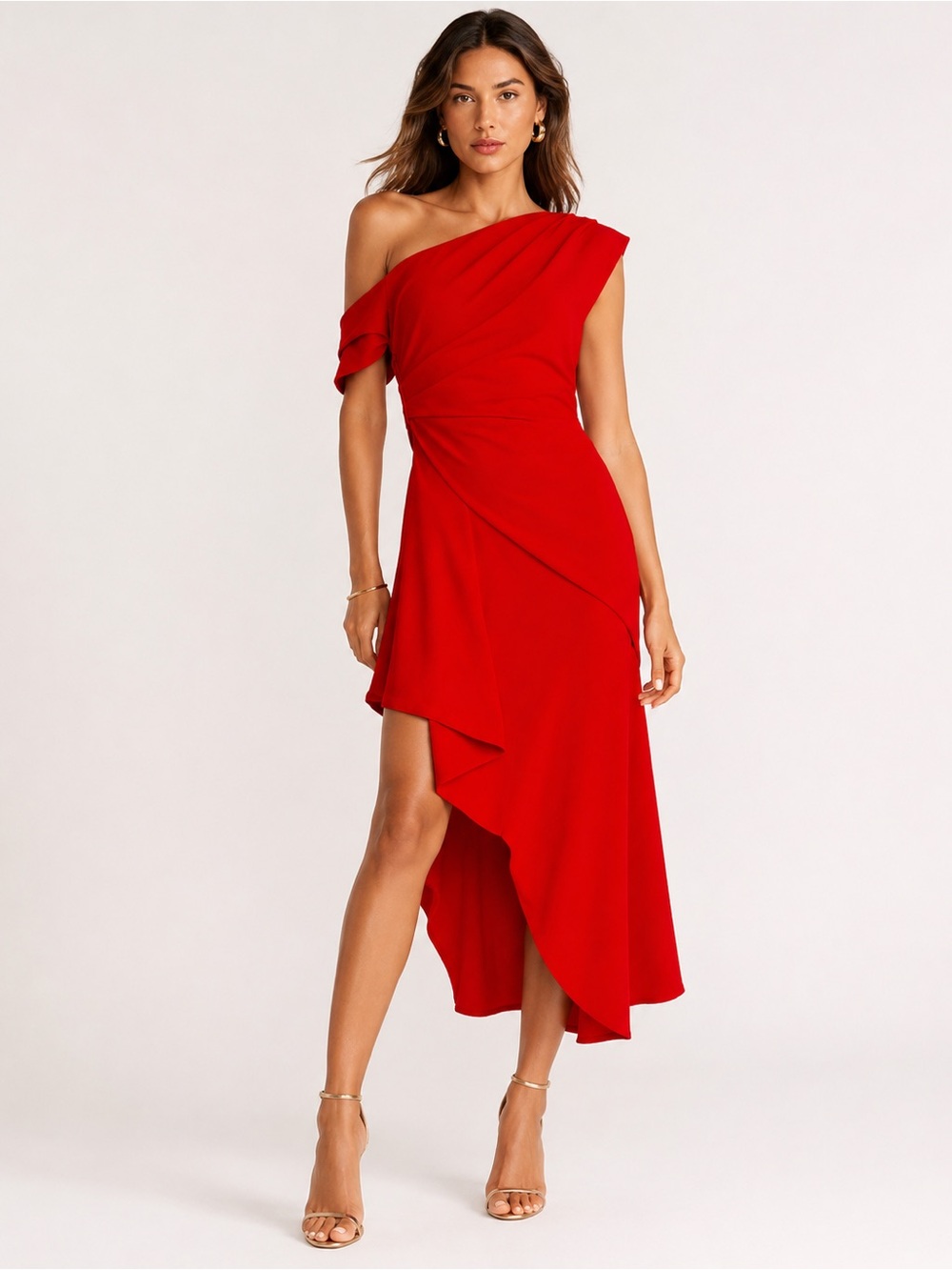 ELLIATT Pallas Red Draped Neck Midi Dress XS NWT